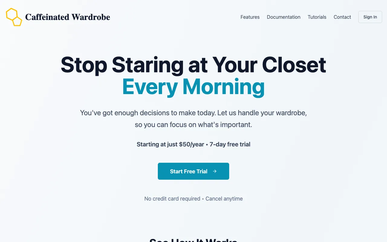 Startseite von Caffeinated Wardrobe mit dem Jahrespreis